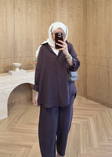 Lina Gömlekli Takım Mürdüm