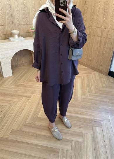 Lina Gömlekli Takım Mürdüm