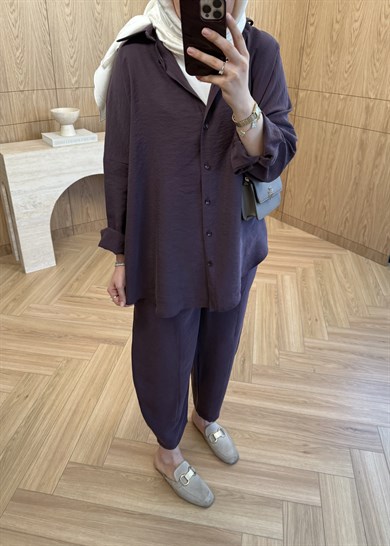 Lina Gömlekli Takım Mürdüm