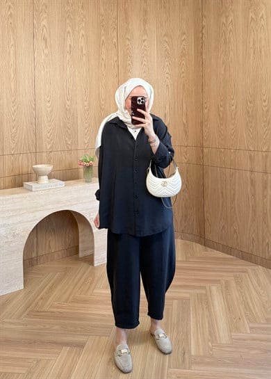 Lina Gömlekli Takım Siyah