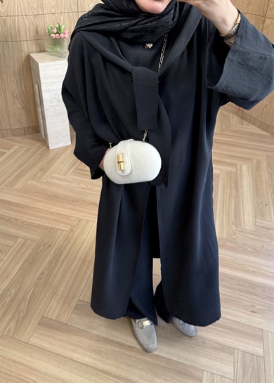 Liya Omuz Şallı Yırtmaçlı Takım Siyah