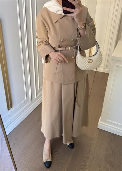 London Trenç Etekli Takım Camel