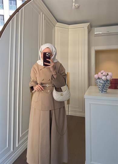 London Trenç Etekli Takım Camel