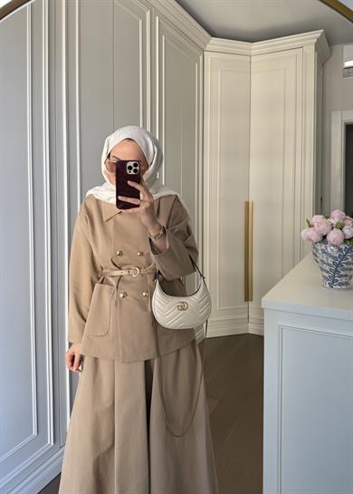 London Trenç Etekli Takım Camel