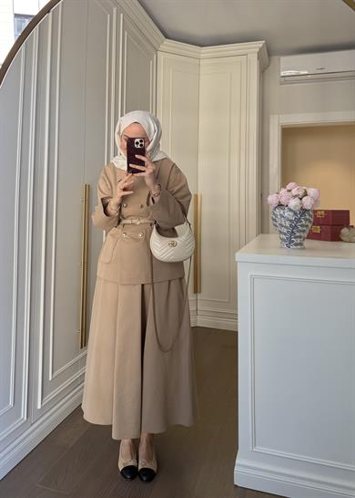 London Trenç Etekli Takım Camel