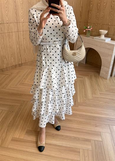 Lorien Puantiye Elbise Ekru