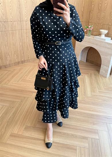 Lorien Puantiye Elbise Siyah