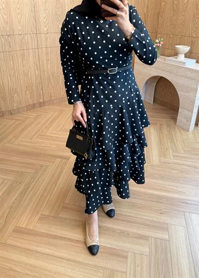 Lorien Puantiye Elbise Siyah