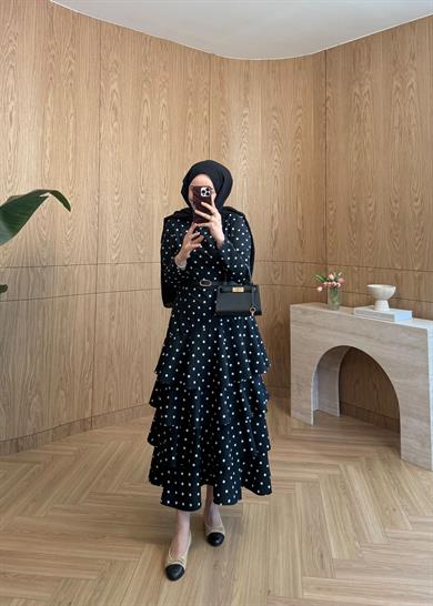 Lorien Puantiye Elbise Siyah