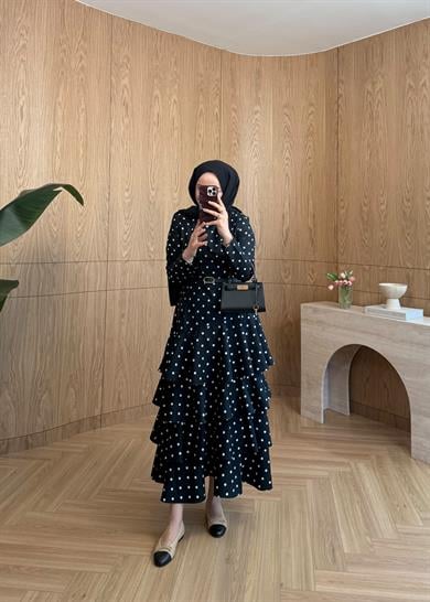 Lorien Puantiye Elbise Siyah