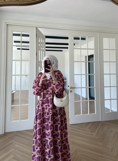 Luma Desen Mango Elbise Bordo