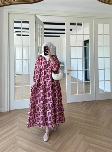 Luma Desen Mango Elbise Bordo