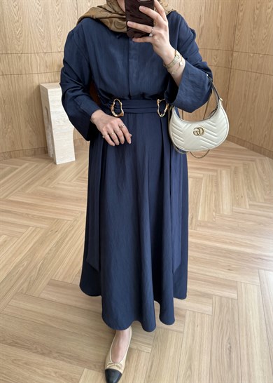 Lunea Tensel Denim Elbise Lacivert 