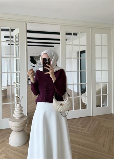 Luvi Çelik Örme Hırka Mürdüm