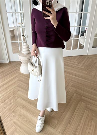 Luvi Çelik Örme Hırka Mürdüm