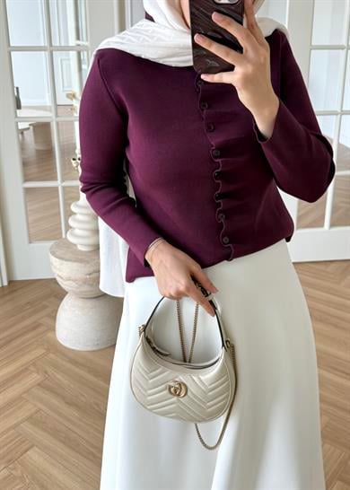 Luvi Çelik Örme Hırka Mürdüm