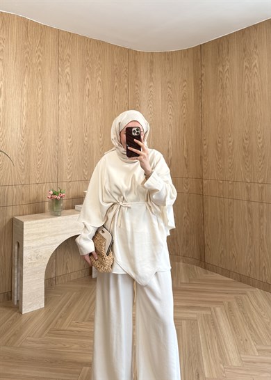 Luvia Pelerinli Modal Takım Ekru 
