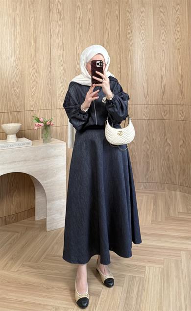 Madlen Simli Etekli Takım Lacivert