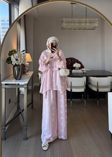 Marakeş Nakışlı Takım Pembe 