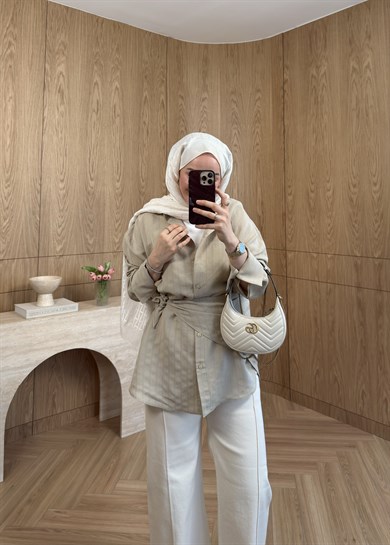 Marly Omuz Şallı Gömlek Bej