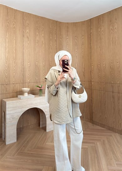 Marly Omuz Şallı Gömlek Bej