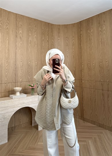 Marly Omuz Şallı Gömlek Bej