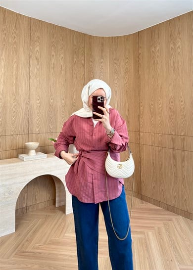 Marly Omuz Şallı Gömlek Gül Kurusu