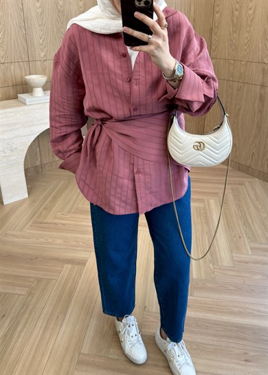 Marly Omuz Şallı Gömlek Gül Kurusu