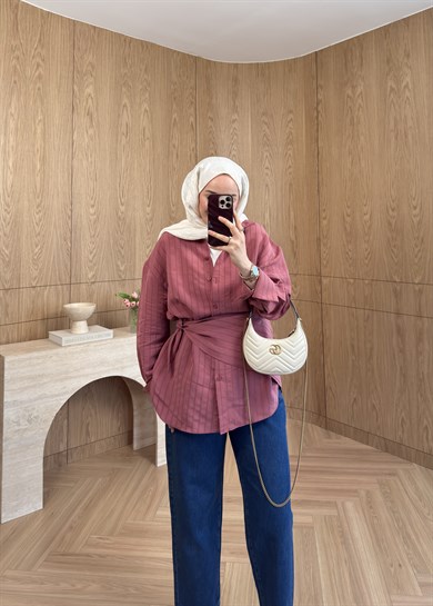 Marly Omuz Şallı Gömlek Gül Kurusu