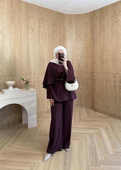 Mia Premium Krep Takım Bordo