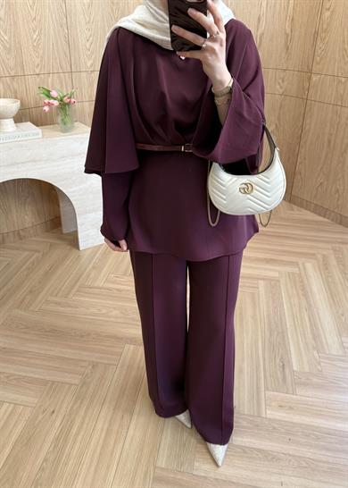 Mia Premium Krep Takım Bordo