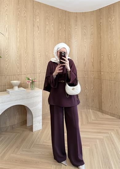 Mia Premium Krep Takım Bordo