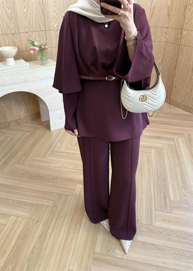 Mia Premium Krep Takım Bordo