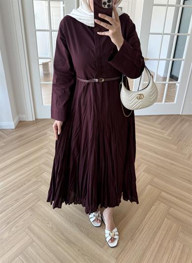 Mina Kırışık Elbise Bordo