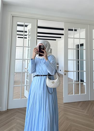 Mina Kırışık Elbise Mavi