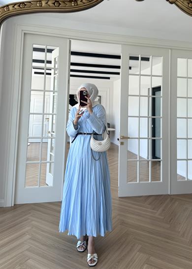 Mina Kırışık Elbise Mavi