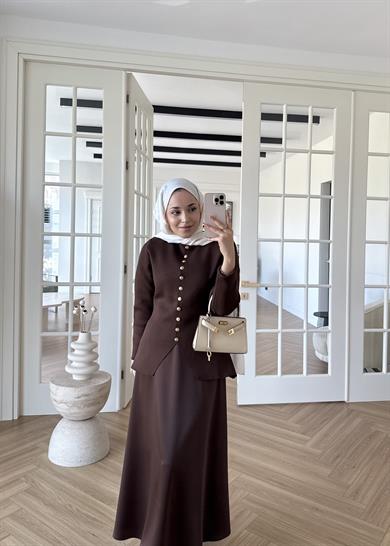 Moi Çelik Örme Hırka Kahverengi