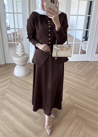 Moi Çelik Örme Hırka Kahverengi