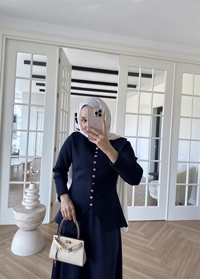 Moi Çelik Örme Hırka Lacivert