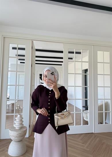 Moi Çelik Örme Hırka Mürdüm