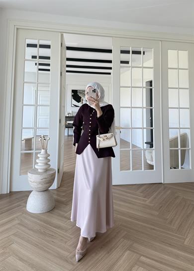 Moi Çelik Örme Hırka Mürdüm