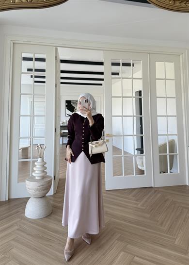 Moi Çelik Örme Hırka Mürdüm