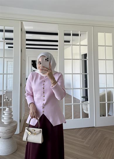 Moi Çelik Örme Hırka Pembe