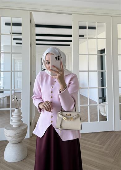 Moi Çelik Örme Hırka Pembe