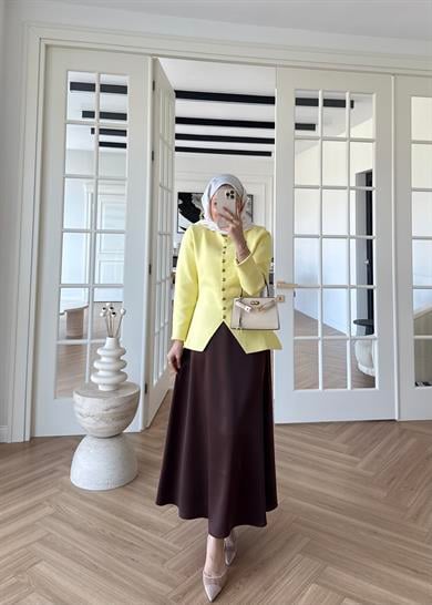 Moi Çelik Örme Hırka Sarı