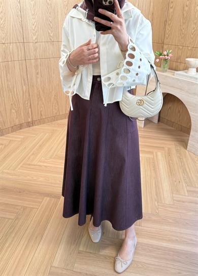 Moon Nakışlı Tasarım Gömlek Ekru 