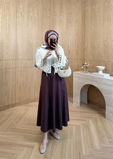 Moon Nakışlı Tasarım Gömlek Ekru 