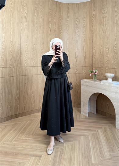 Moon Nakışlı Tasarım Gömlek Siyah