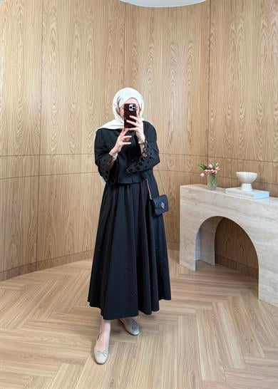 Moon Nakışlı Tasarım Gömlek Siyah