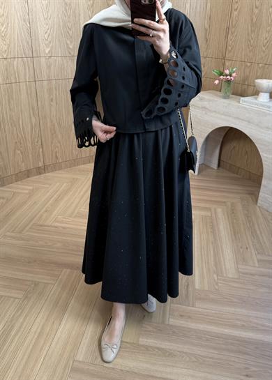 Moon Nakışlı Tasarım Gömlek Siyah